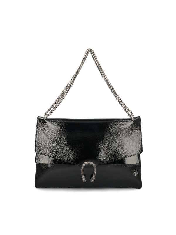 Borsa a spalla Dionysus misura grande in pelle verniciata.