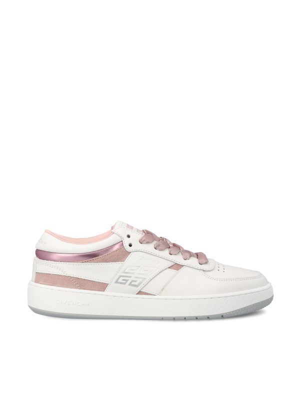 Sneakers basse realizzate in pelle e pelle laminata.