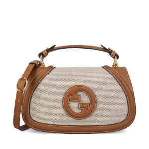 Borsa a mano Gucci Blondie piccola in tessuto di cotone e lino.