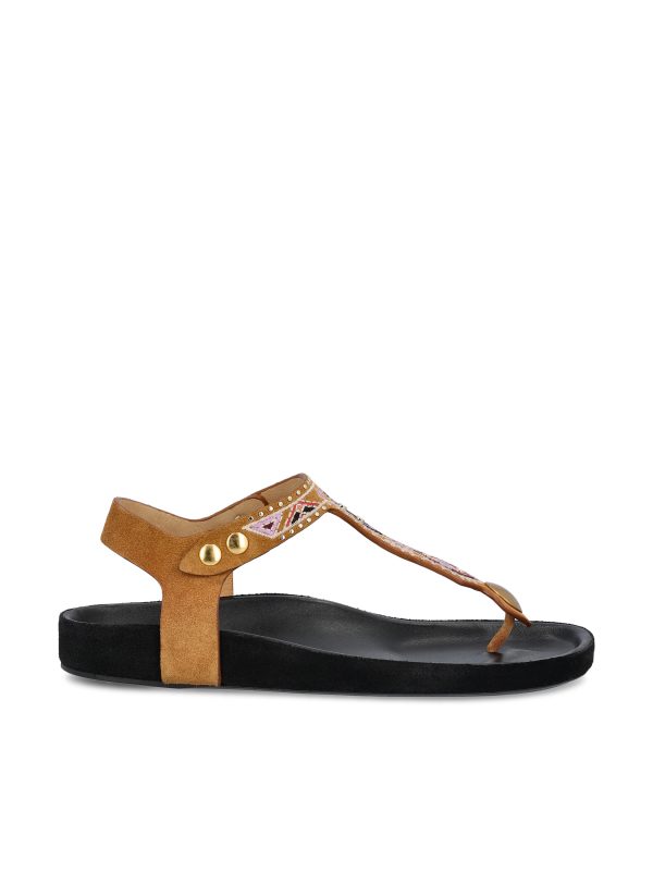 Sandali realizzati in pelle di bovino scamosciata.