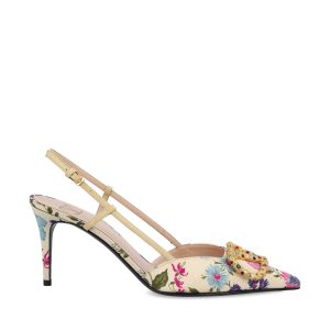Slingback realizzate in tessuto.