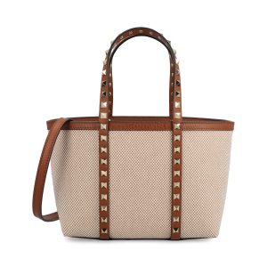 Borsa Rockstud realizzata in cotone e pelle di vitello.