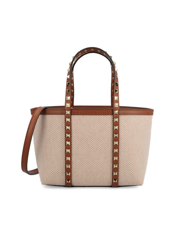 Borsa Rockstud realizzata in cotone e pelle di vitello.