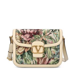 Borsa a spalla Valentino Garavani 9T05 in tessuto jacquard Voyage Imaginaire.