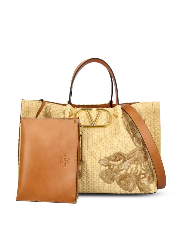 Borsa shopping media Valentino Garavani in rafia sintetica.