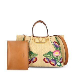 Borsa shopping media Valentino Garavani in rafia sintetica.