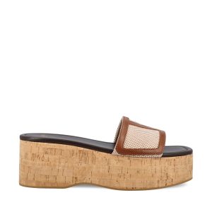 Sandalo realizzato in canvas e pelle.