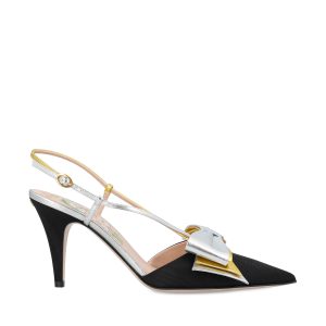 Décolleté Slingback in tessuto moiré.
