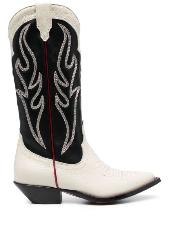 STIVALETTO TEXANO IN PELLE RICAMATO
