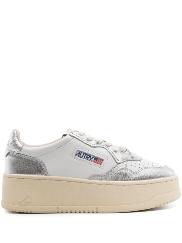 SNEAKER PLATFORM LOW IN PELLE