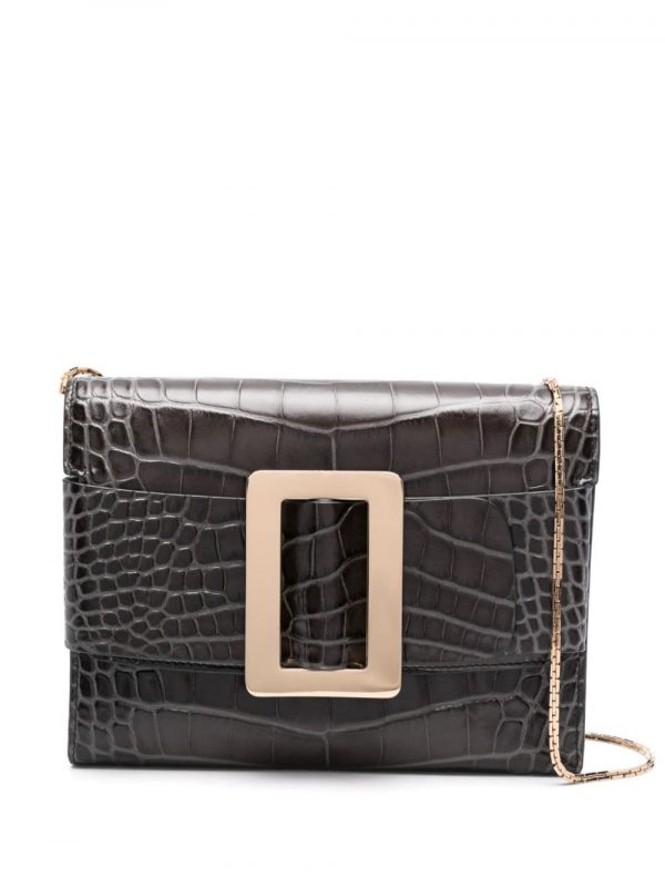 POCHETTE BUCKLE TRAVEL CASE IN PELLE GOFFRATA COCCODRILLO