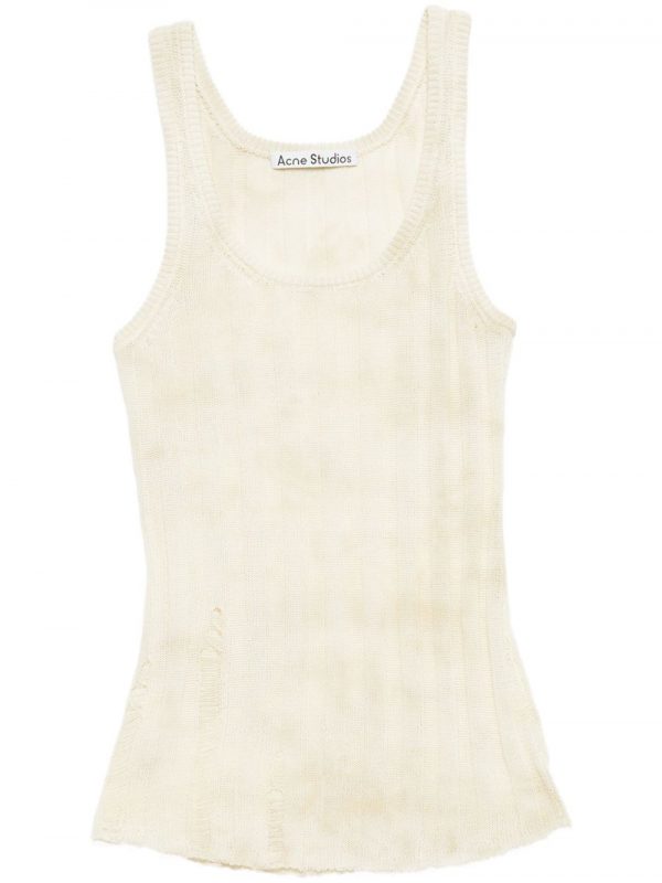 TOP SMANICATO IN MISTO COTONE