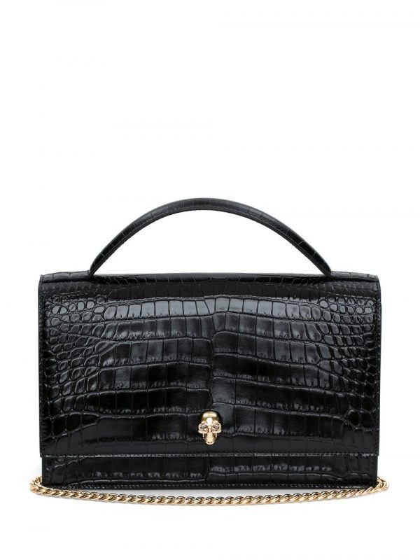 BORSA SKULL MEDIA IN PELLE