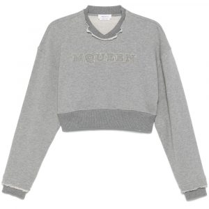 FELPA CROPPED IN COTONE CON LOGO