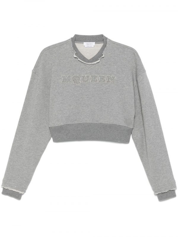 FELPA CROPPED IN COTONE CON LOGO