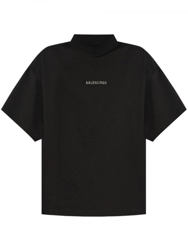 T-SHIRT CROPPED BACK STRASS IN COTONE