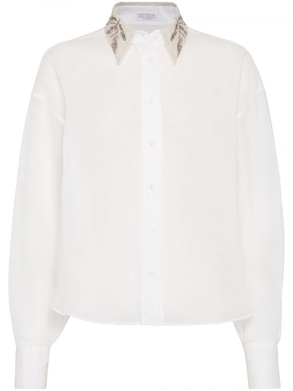 CAMICIA IN ORGANZA DI COTONE CON RICAMO