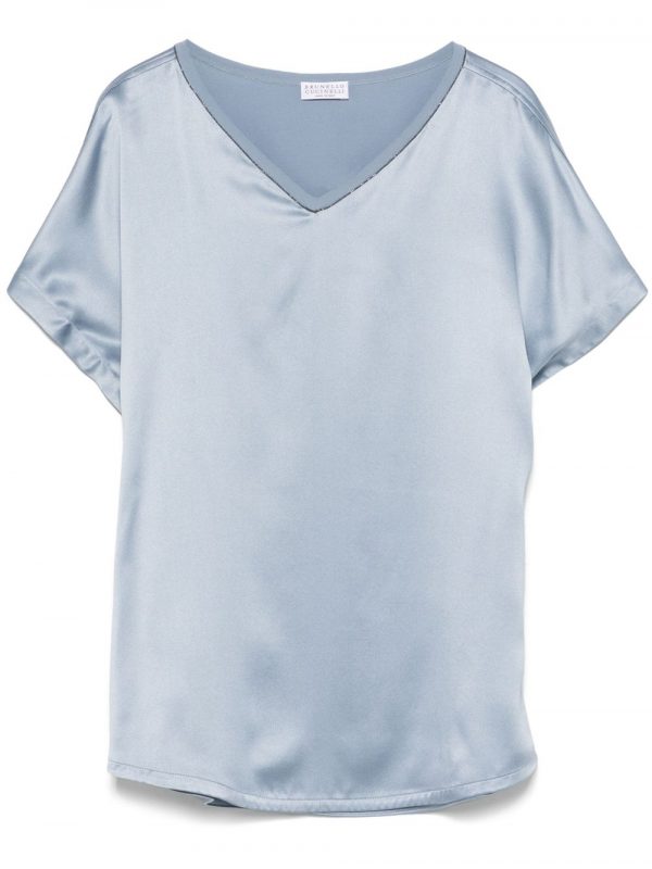 TOP SCOLLO V IN SETA