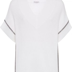 TOP SCOLLO V IN COTONE