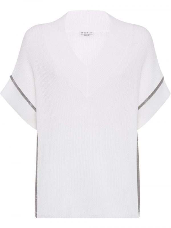 TOP SCOLLO V IN COTONE