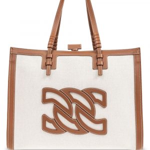 BORSA TOTE IN CAVNAS E PELLE