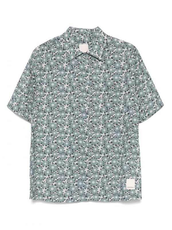 CAMICIA STAMPATA IN MISTO LINO