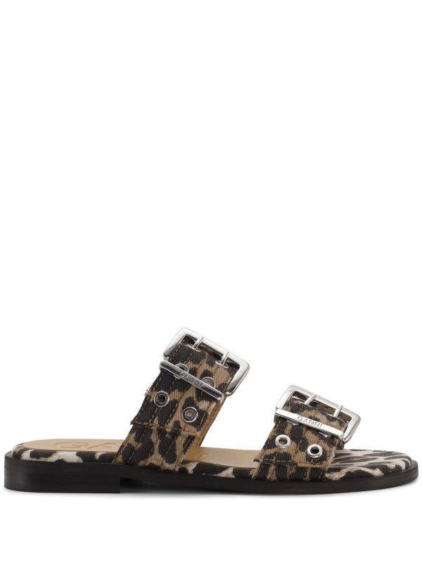 SANDALO FEMININE BUCKLE LEOPARDATO