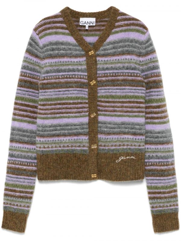 CARDIGAN RIGATO IN LANA