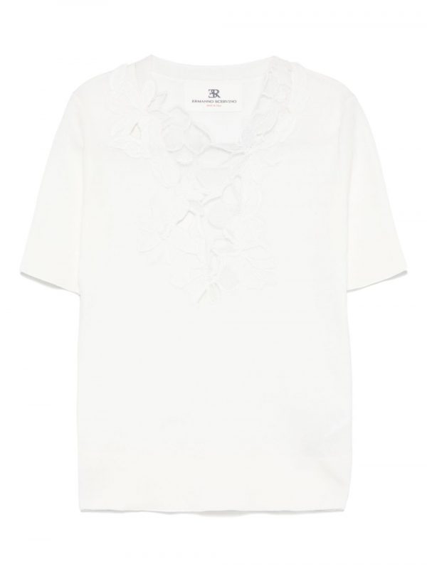 TOP IN COTONE CON PIZZO