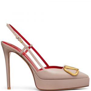 DECOLLETÈ VLOGO SIGNATURE IN PELLE CON PLATEAU