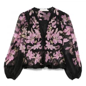 BLUSA STAMPATA IN LINO E SETA