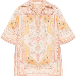 TUNICA WYLIE IN LINO STAMPATA