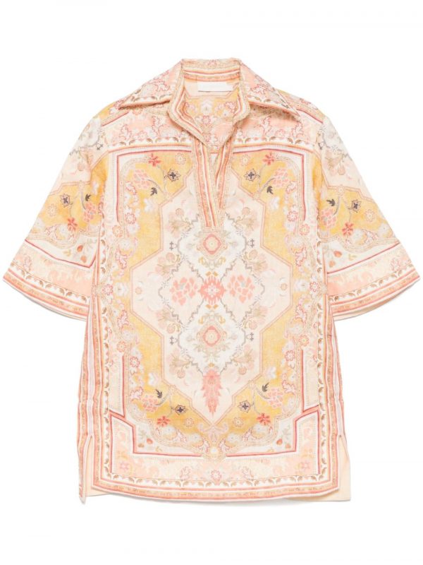 TUNICA WYLIE IN LINO STAMPATA