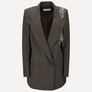 Blazer a righe con perline