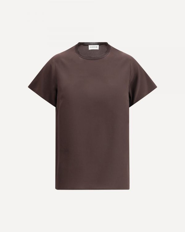 Top in seta a maniche corte