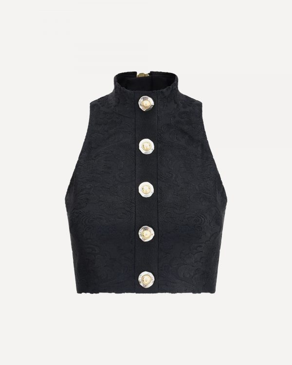 Top crop con fantasia barocca