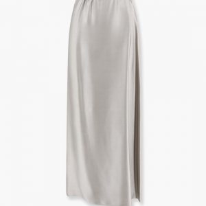 Silk long skirt with deep slit