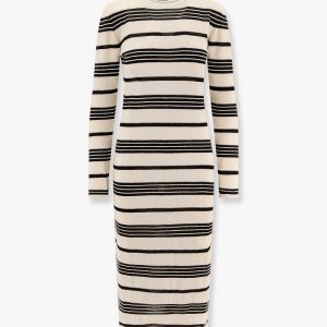 Striped cotton blend dress