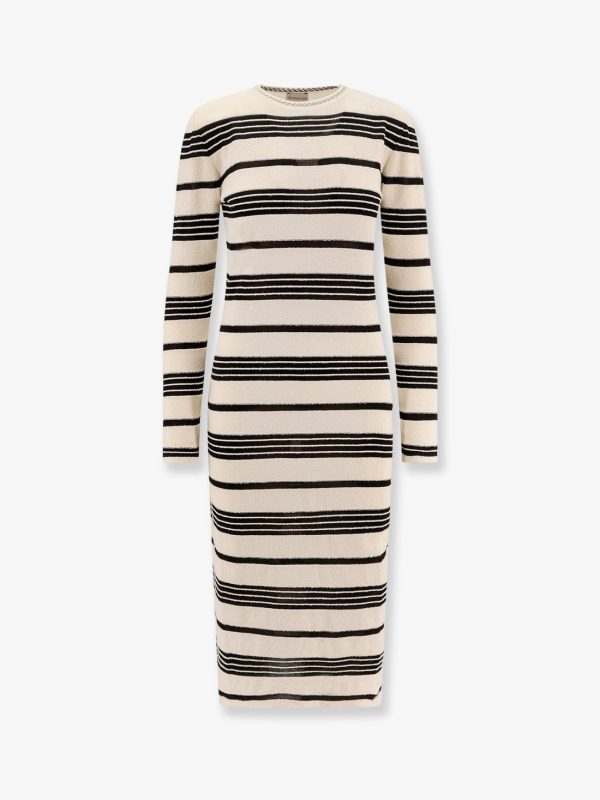 Striped cotton blend dress