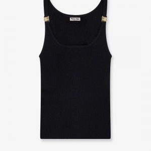 Viscose top with metal logo