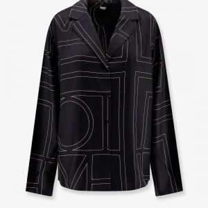 Silk shirt with monogram logo embroidery