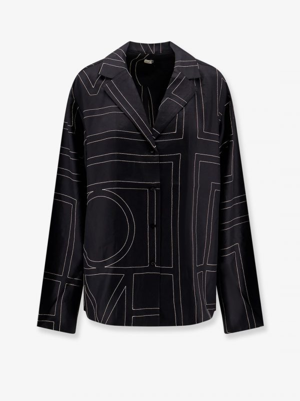 Silk shirt with monogram logo embroidery