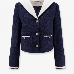 Bouclé fabric blazer with jewel buttons