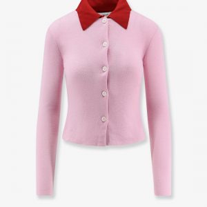 Wool cardigan with contrasting collar