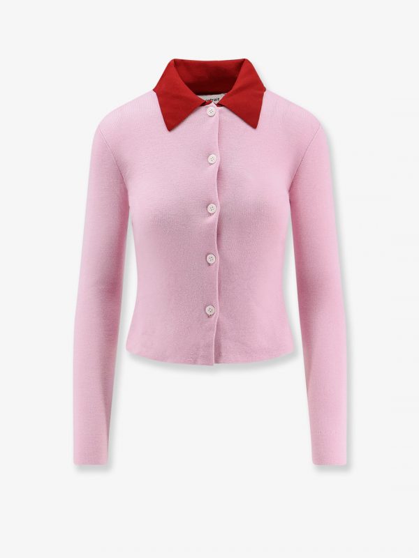 Wool cardigan with contrasting collar