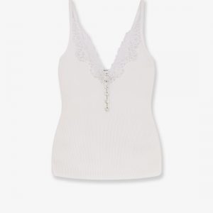 Viscose top with lace inserts