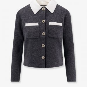 Wool blend cardigan with contrasting collar
