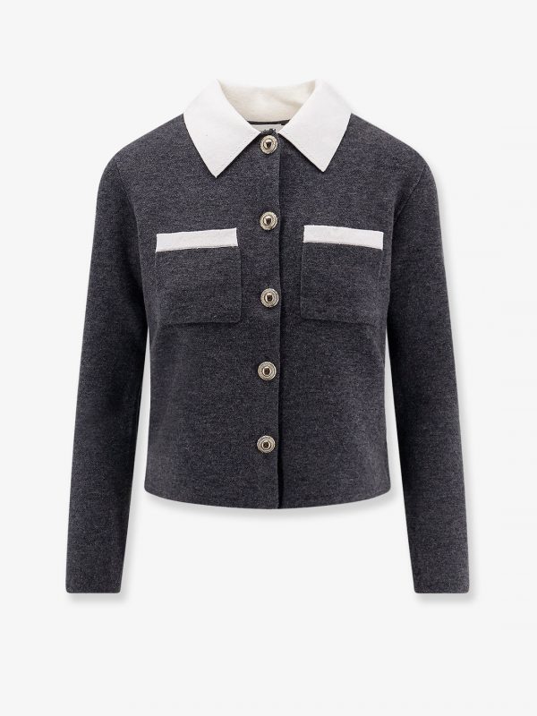 Wool blend cardigan with contrasting collar