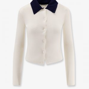 Wool cardigan with contrasting collar