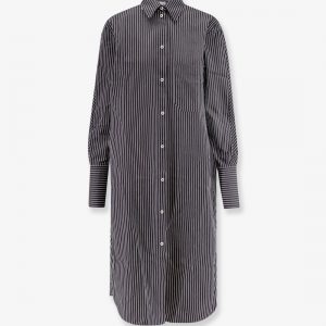 Striped Kimono-Sleeve Shirtdress